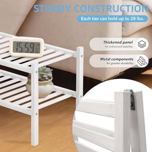 2 Tier Bamboo Shoe Rack Storage Organizer for Closet, Multifunctional Stackable Free Standing Shoe Shelf Organizer for Small Space,Entryway, Hallway, Bathroom27 x11 x13 (White, 2 Tier) - color: White, size: 2 Tier