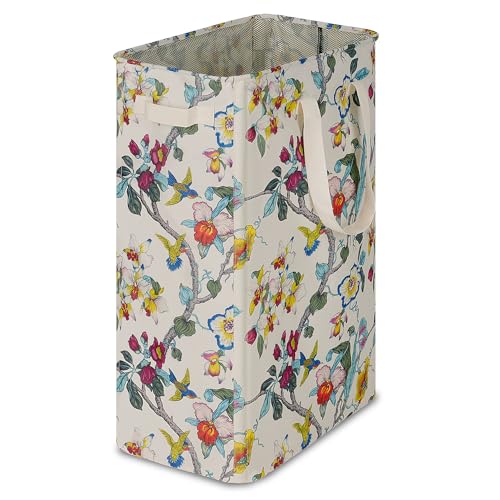 efluky Slim Laundry Basket, Narrow Laundry Hamper with Handles, Collapsible Dirty Clothes Hamper, Tall Laundry Bin for Laundry Room, Dorm and Bedroom, 19.8 Gallon (75L) Floral - color: Floral, size: 75L without Lid