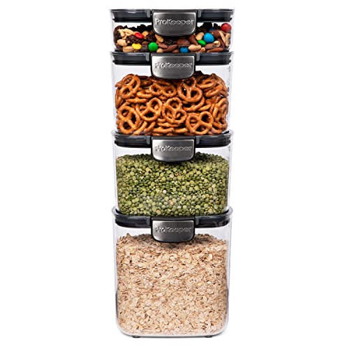Progressive International ProKeeper+ 4-Piece Clear Plastic Modular Airtight Pantry Food/Snack Kitchen Storage Organization Container Canister Set