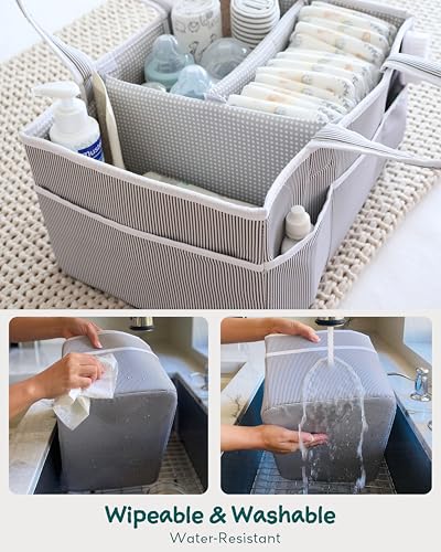 Lily Miles Baby Diaper Caddy Organizer, Baby Shower Basket for Newborn Boys or Girls, Nursery Must Haves for New Mom, Registry Favorites, Large Storage Tote for Changing Table or Car, Gray - color: Gray/Gray, size: Large