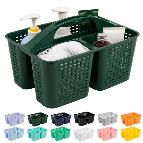 Tiawudi Portable Shower Caddy, Caddy Organizer with Handle, Plastic Shower Basket Hold Soap, Shampoo, Hair Supplies and Beauty Products, Cleaning Supplies Organizer for Home, Dorm, Shelf and Cabinet - color: Green