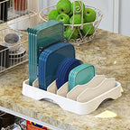 Simple Houseware Food Container Lids Storage Organizer with Adjustable Dividers, 13''x10'', White - size: Large - 13.25'' x 10.5''