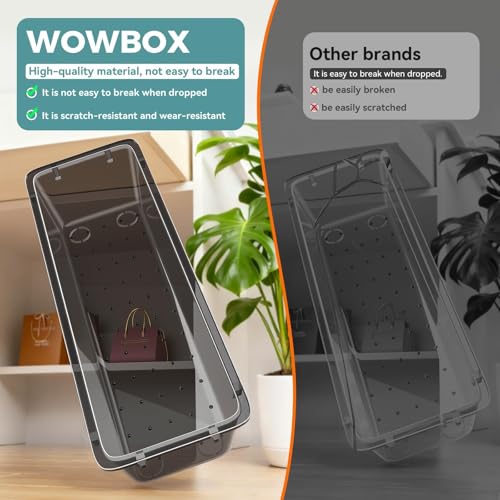 WOWBOX 44 PCS Clear Plastic Drawer Organizer Set, 4 Varied Size storage Bins and Desk Drawer Organizer tool Trays for Makeup, Gadgets, Jewelry and Utensils in Bathroom, Bedroom and Office, Clear Black - color: Black