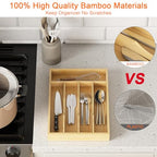 Bamboo Utensil Organizer for Kitchen Drawers, Utensil Tray and Cutlery Silverware Holder,Wood Drawer Dividers with 5 Slots（2 pack） - size: 5 Slots - 2 Packs