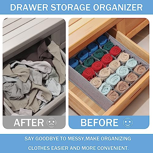 Foldable Storage Cubes Drawer Underwear Organizer Dividers， under Cabinet Organizer 24-Cell Fabric Storage Boxes for Lingerie,Socks,Ties （Grey） - color: Grey