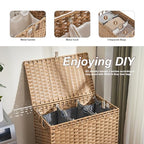 Laundry Hamper with Lid, 190L Large Laundry Basket 3 Section with 6 Removable Liner Bags & 3 Mesh Laundry Bags, Handwoven Rattan Clothes Hamper with Heightened Feet, No Install Needed, Natural - color: Natural