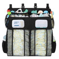 Accmor Changing Table Diaper Organizer, Hanging Diaper Caddy Organizer Stacker for Cribs Changing Table Playard Wall Baby Essentials Storage, Black - style: Double Enlarged-Black