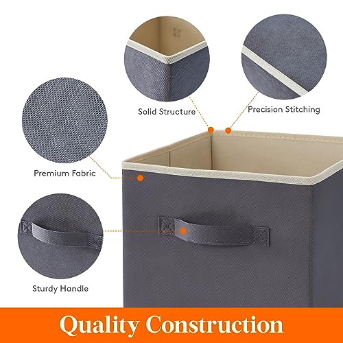 Lifewit Storage Cubes, Foldable Decorative Fabric Storage Baskets for Organizing Home Organizers with Handles for Shelves, Closet, 13 Inch Bins, 36L Gray, 10 Packs - color: Gray, size: 10pcs-13INCH