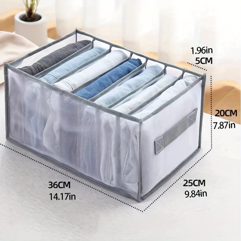 1pc Wardrobe Clothes Organizer with Handle 7 Grids Drawer Organizer Clothes for Jeans T-Shirts Washable Clothes Storage Organizer for Folded Clothes, used for in car storage
