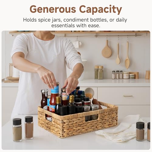 StorageWorks Pantry Baskets, Wicker Storage Baskets for Organizing, Shelves, Pantry Organizers and Storage, Water Hyacinth, 15½"L x 11¾"W x 4 ¾"H - color: Natural (Water Hyacinth), size: 15½"L x 11¾"W x 4 ¾"H