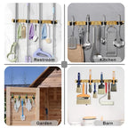 Mop Broom Holder Wall Mount, Gold Stainless Steel Tool Storage Organizer for Kitchen Garden Garage Laundry Room Bathroom and RV with 4 Slots 6 Hooks - color: Gold-1 Pack