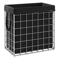 SONGMICS 29 Gal. (110L) Laundry Basket, Laundry Hamper, Collapsible Clothes Hamper, Removable and Washable Liner, Metal Wire Frame, for Bedroom Bathroom, Silver and Classic Black ULCB111B01 - color: Silver + Classic Black, size: 110 L