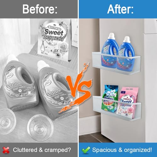 Picowe Magnetic Laundry Organizer, Extra Large Magnet Basket for Laundry Room,16.5lb Capacity Magnetic Shelf for Washer /Dryer, Fridge & Small Spaces (XL, White) - color: White, size: XL (13.8*5.1*3.9in)
