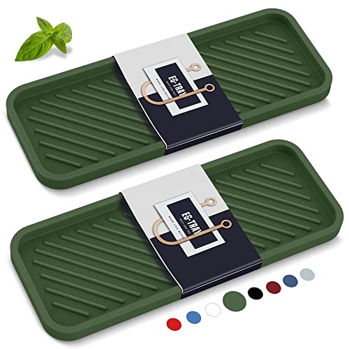 EG-SIPRO Kitchen Sink Organizer Tray,Sponge Holder for Kitchen Sink Bathroom Counter Tray Sponge Caddy Silicone Soap Holder for Soap dispenser, Bottle, Dishwashing Accessories(2-pack) - color: Ggre, size: 9×3.7inch