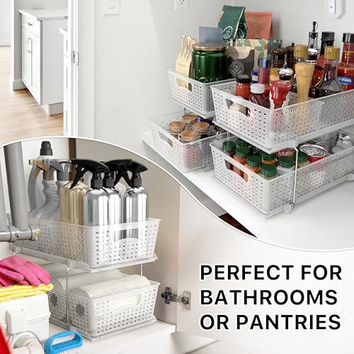 Simple Houseware 2 Tier Bathroom Organizer Tray Pull-Out Sliding Drawer/Under-Sink Storage, Clear - color: Clear