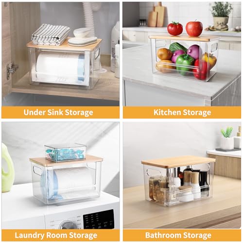 2Pcs Trash Bag Holder Under Sink Stackable Storage, Extra Large Laundry Room Organization and Storage, Laundry Pod Organization with Lid, Garbage Bag Dispenser Roll Holder for Kitchen Cabinet - color: 2Pcs