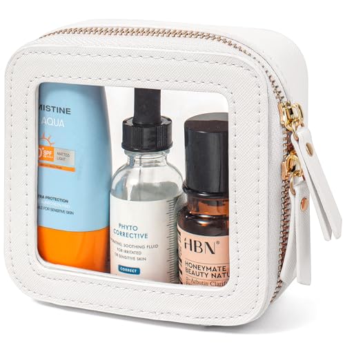 LETGO Clear Makeup Bags Small, Small Clear Makeup Bag for Purse,Mini Makeup Pouch Purse Organizer Fit Carry-on Travel Essentials,Cute Cosmetic Bags for Car Accessories for Women (Mini-White) - color: 0-Mini-White