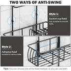 Epicano Shower Caddy Hanging, Anti-Swing Over Head Shower Caddy Rustproof with Hooks for Towels, Sponge and More, Matte Black - color: Matte Black