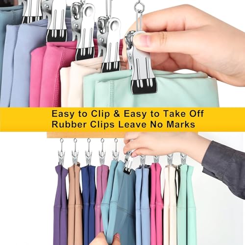 Legging Organizer for Closet, Pants Hangers with Clips Holds 20 Leggings, Jeans, Hats, Shorts, Socks, 360° Rotating Space Saving Hanging Clothes Organizer for Closet Organizers and Storage 2Pcs - color: Natural, size: 2 Pack