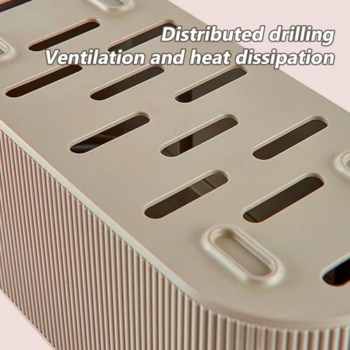 Cable Management Box,Desk Cord Organizer Box with Groove Cover,Plastic Cord Hider Box,Large Cable Box Organizer for Storaging Power Socket/TV/Computer/Router/Games Console Cable (Milk Tea) - color: Milk Tea