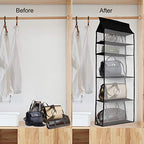 Improved Closet Handbag Purse Holder with 5 Large Heavy-Duty Mesh Shelves, Space Saving Hanging Handbag Storage Tote Bag Organizer Holder for Wardrobe Closet(Black) - color: Black