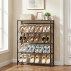 HOOBRO Shoe Rack, 5-Tier Narrow Slanted Shoe Storage Shelf, Slim Shoe Organizer for Front Door Entrance, Garage, Entryway, Holds up to 12-16 Pairs of Shoes, Rustic Brown and Black BF20XJ01