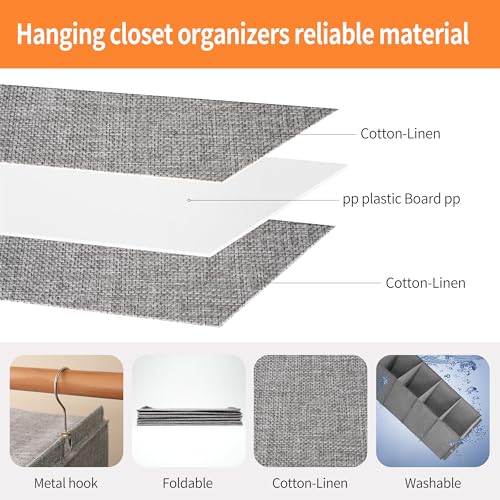 Large Hanging Sweater Organizer for Closet,Collapsible 6-Shelf Hanging Closet Shelves with Drawers, Washable (Grey-6 Shelf-2 d) - color: Dark Gray, size: 6 Shelf with 2 drawers