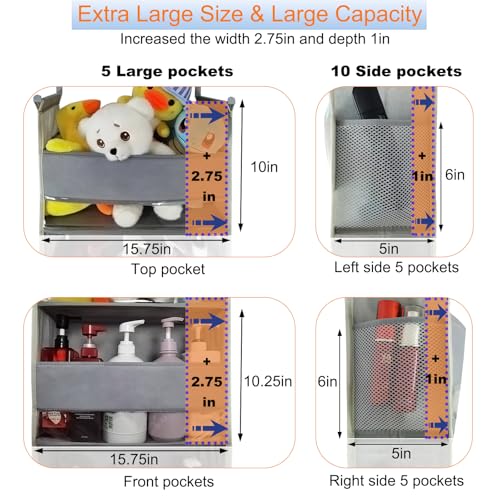 Extra Large Over The Door Organizer Storage 6-Shelves and 12 Side Pockets, Heavy Duty Hanging Door Organizer for Closet Bathroom Bedroom Nursery Pantry, Grey - color: Grey, size: Large 6-Shelf Over Door Organizer