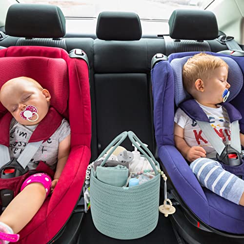 Large Baby Diaper Caddy Organizer for Girl Boy Rope Nursery Storage Bin Basket Portable Holder Tote Bag for Changing Table Car Travel Baby Shower Gifts Newborn Essentials Registry Must Have Green - color: light green, size: Large