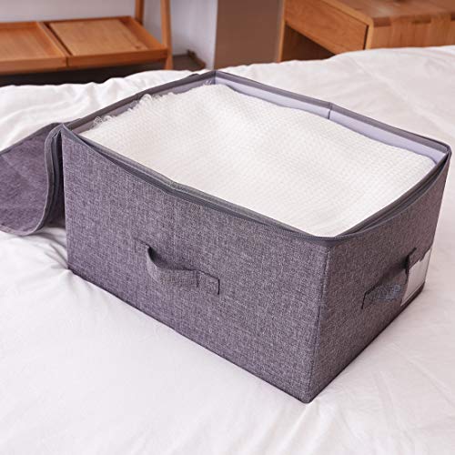 iwill CREATE PRO Pack of 2, Fabric Folding Washable Clothes Storage Boxes with Zip Lid for Wardrobe, Black Gray - color: Black Gray