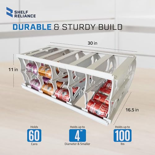 Shelf Reliance Cansolidator Pantry Plus - 1-Pack Can Organizer for Pantry, Stackable Soda Can Storage for Kitchen, Holds 60 Cans of Food or Soda - size: 1 Pack, style: 60 Soup Can
