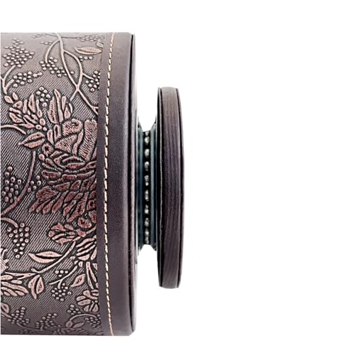 PU Leather Round TV Remote Control Holder for Table,360° Swivel Office Supply Desktop Organizer,4 Compartments Phone/Pen/Pencil Holder,Suitable for Stationery/Heater Controllers Etc (Antique) - color: Antique