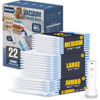 BoxLegend Vacuum Storage Bags with Electric Pump 22 Combo (1X-Jumbo, 4 Jumbo, 9 Large, 8 Medium) Thickened Vacuum Seal Bags for Clothing Space Saving for Coat Quilt Blanket Pillow Comforters - size: 22 PACK-Electric Pump
