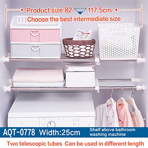 Hershii Expandable Closet Tension Shelf Rod Adjustable Storage Rack Heavy Duty DIY Organizer Divider for Wardrobe Cupboard Kitchen Bathroom - size: 82-117.5cm/32.28-46.25inches