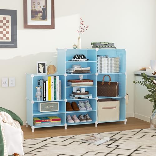 AWTATOS Closet Organizer 8 Cube Storage Shelves Closet Storage Clothes Organizers Stackable Cubby Shelving for Closet Bedroom Living Room Blue - color: Blue