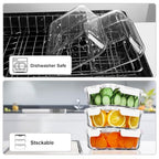VERONES 5 Pack 36 OZ Glass Meal Prep Containers, Airtight Glass Lunch Containers Set, Food Storage Containers with Lids,Exclusive of BPA, for Microwave, Oven, Freezer & Dishwasher Friendly,White - color: White