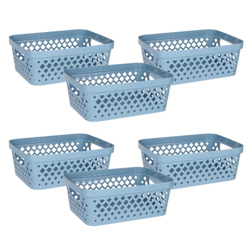 Glad Plastic Storage Basket Set, Value Pack of 6 | Open Storage Bins for Shelves, Bathroom, Pantry, Closet | Nesting Organizer Boxes with Handles, 2 Gallon, Marina Blue - color: Marina Blue, size: 2 Gallon