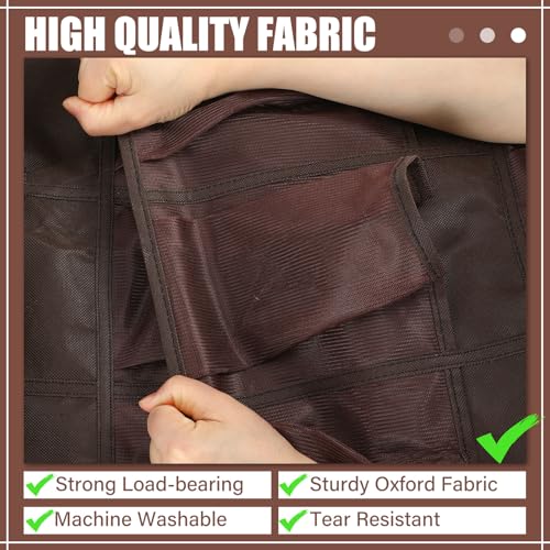 Windyun 40 Over the Door Shoe Organizer Large Breathable Mesh Pockets Hanging Shoe Rack for Closet Brown Behind Door Hanger Storage Holder Nonslip Hooks for Women Men Entryway Bedroom Utility Room - color: Brown