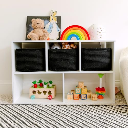 NaturalCozy Storage Cubes 9”x9”x7”Cotton Rope Woven Baskets for Organizing 3-Pack | 9 Inch Cube Storage Bin | Small Basket for Shelf Nursery, Pantry, Decorative Plant, Bathroom Closet, Toy Gift - color: Black