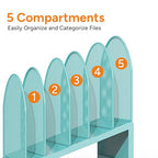 5-Section Desk File Organizer, Metal Mesh Folder Organizer for Documents, Mail & Office Papers (Blue) - color: Blue