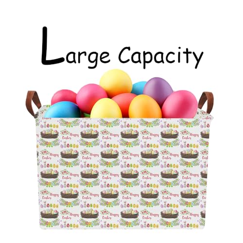 NTAOHAMPER Rectangular Easter Eggs Basket Empty,Toys Storage Bin with Handles,Room Decor,Gift Basket(Garland Easter Egg) - color: Garland Easter Egg