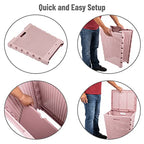 Mind Reader 61L Foldable Laundry Hamper, Clothes Basket, Lid, Wicker Design, Plastic, 18"L x 14.5"W x 21.25"H, Pink - color: Pink