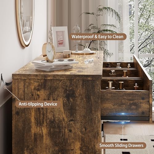 Xixini Dresser for Bedroom with 7 Drawer, Wood Modern Chest of Drawers with X-Shaped Sturdy Base, Wide Double Dresser Closet Clothes Storage Organizer, Wooden TV Stand for Living Room, Hallway, Brown - color: Brown, size: 15.6"D x 47.2"W x 29.5"H (7 Drawe