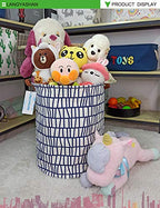 LANGYASHAN Laundry Basket Canvas Fabric Collapsible Organizer Basket for Storage Bin Toy Bins Gift Baskets Bedroom Clothes Children Nursery Hamper (Blue Stripes) - color: Blue Stripes