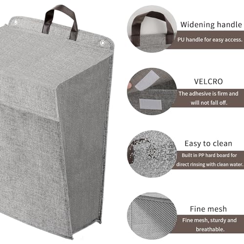 Wall Hanging Laundry Basket, Collapsible Laundry Hamper with Handle & Laundry Balls,Space-Saving Foldable Storage Dirty Washer Organizer Bin Multi-function Container Durable, Set of 2 (Grey) - color: Grey