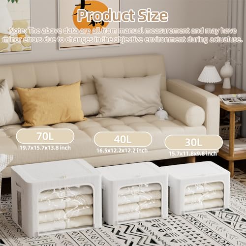 FHSQX 8 Pack Clothes Storage Bins - Foldable Storage Bins for Clothes Fabric Storage Box with Metal Frame (Cream White, 16.5x12.2x12.2 inch) - color: Cream White, size: 16.5x12.2x12.2 inch