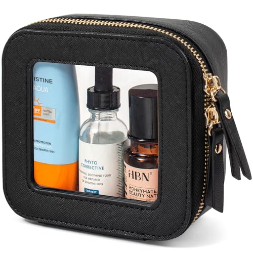 LETGO Clear Makeup Bags Small, Small Makeup Bag for Purse,Mini Clear Makeup Pouch Purse Organizer Fit Carry-on Travel Essentials,Cute Cosmetic Bags Car Accessories for Women (Mini-Black) - color: 0-Mini-Black