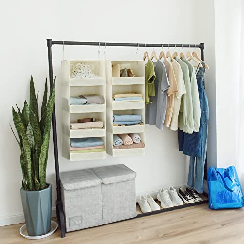 GRANNY SAYS 4-Shelf Hanging Organizer, Closet Hanging Shelves, Space Saver for Bedroom & Living Room, Beige, 2-Pack - color: 4-shelf Beige, size: 2-Pack