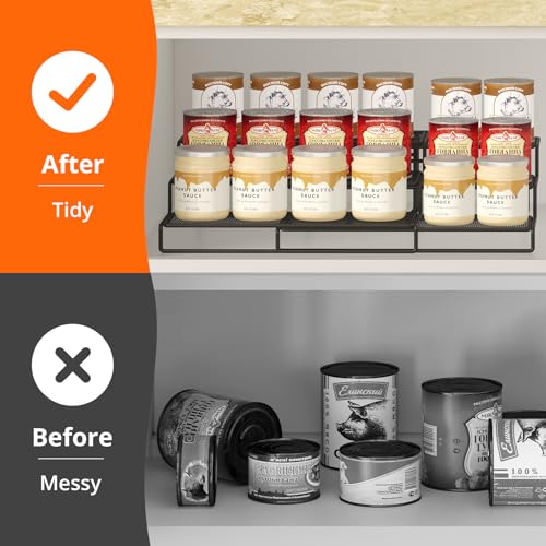 Dmevkic Expandable Can Organizer for Pantry,3-Tier Adjustable Can Organizers and Storage Holds Up to 24 Cans,Can Storage Rack for Pantry,Kitchen,Cabinet