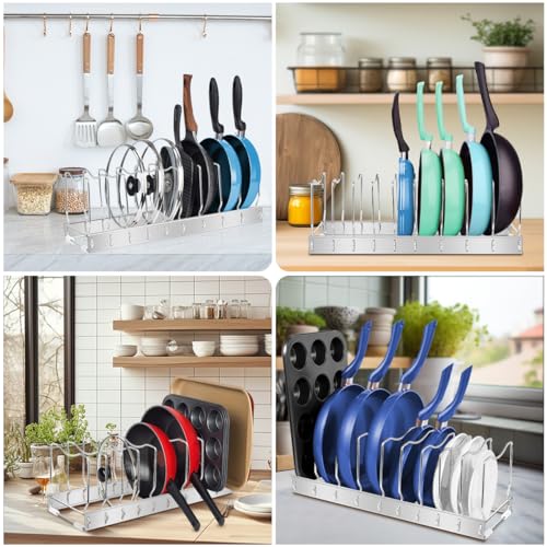Lid Organizer Pot Lid Organizer Detachable and Adjustable Pots and Pans Organizer for Kitchen Cabinet Storage for Pots and Pans, Cutting Boards, Cooking Utensils (1 pack) - size: 1 PACK